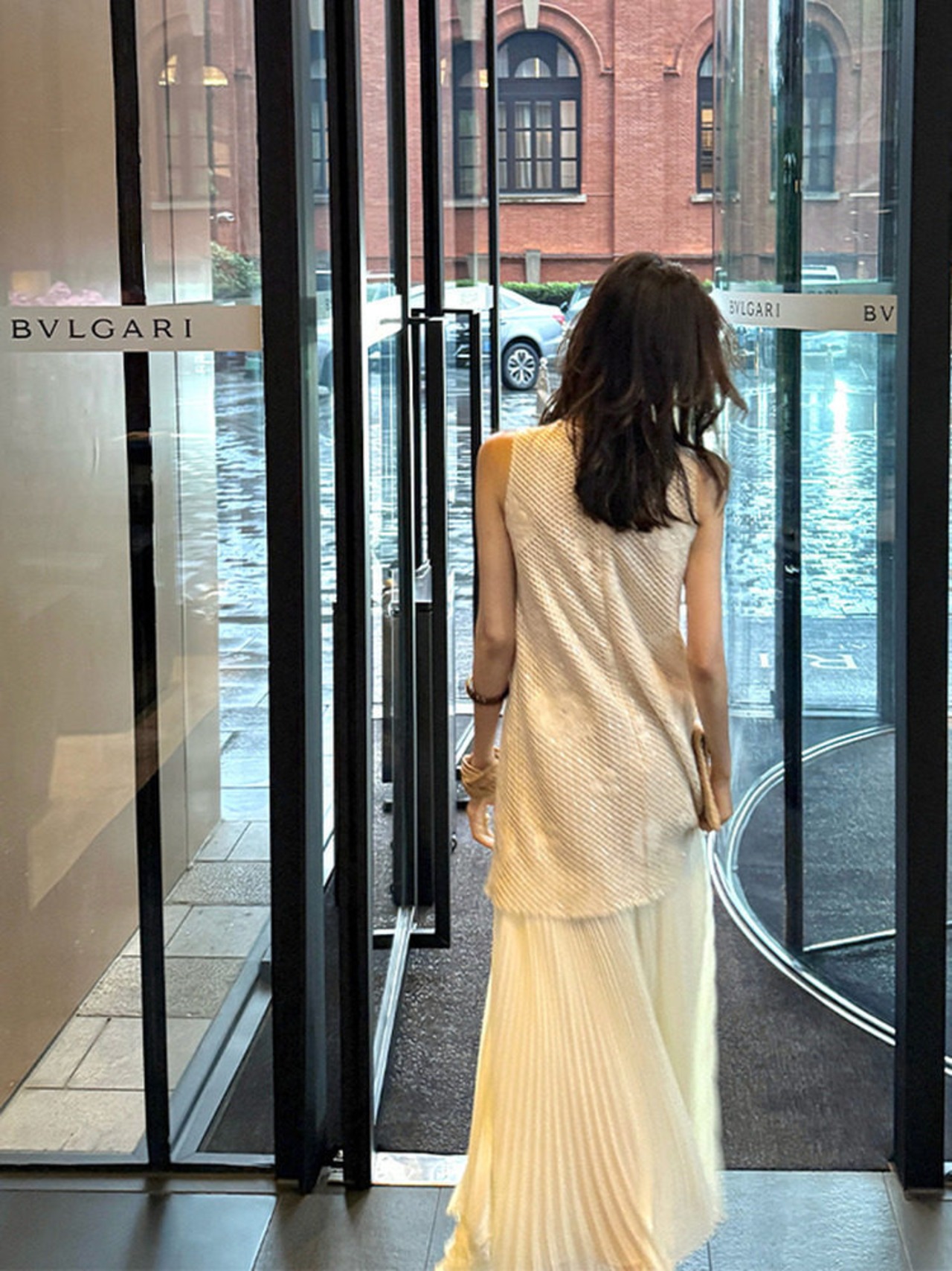 Sleeveless Mixed Material Switch Long Dress【H00075】