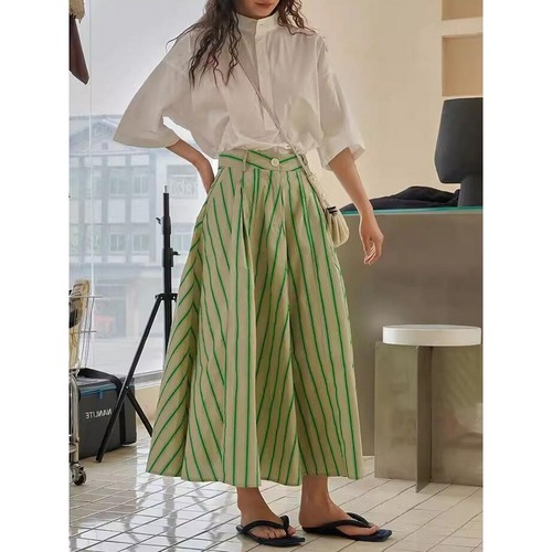 striped A-line skirt　10532