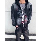 VINTAGE ストリート スプレー加工 ジップパーカー T1992