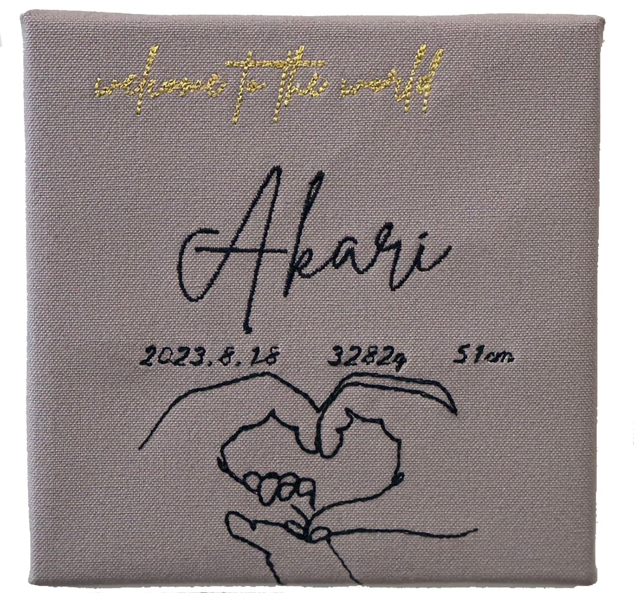 刺繍命名書 ハンドハート