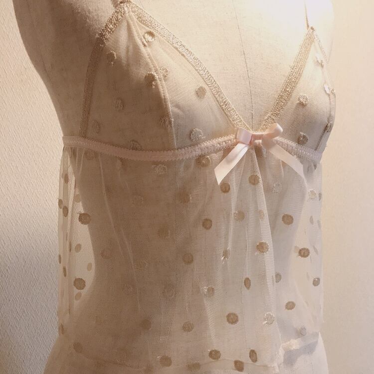 Champagne Dot Tulle Lingerie Set