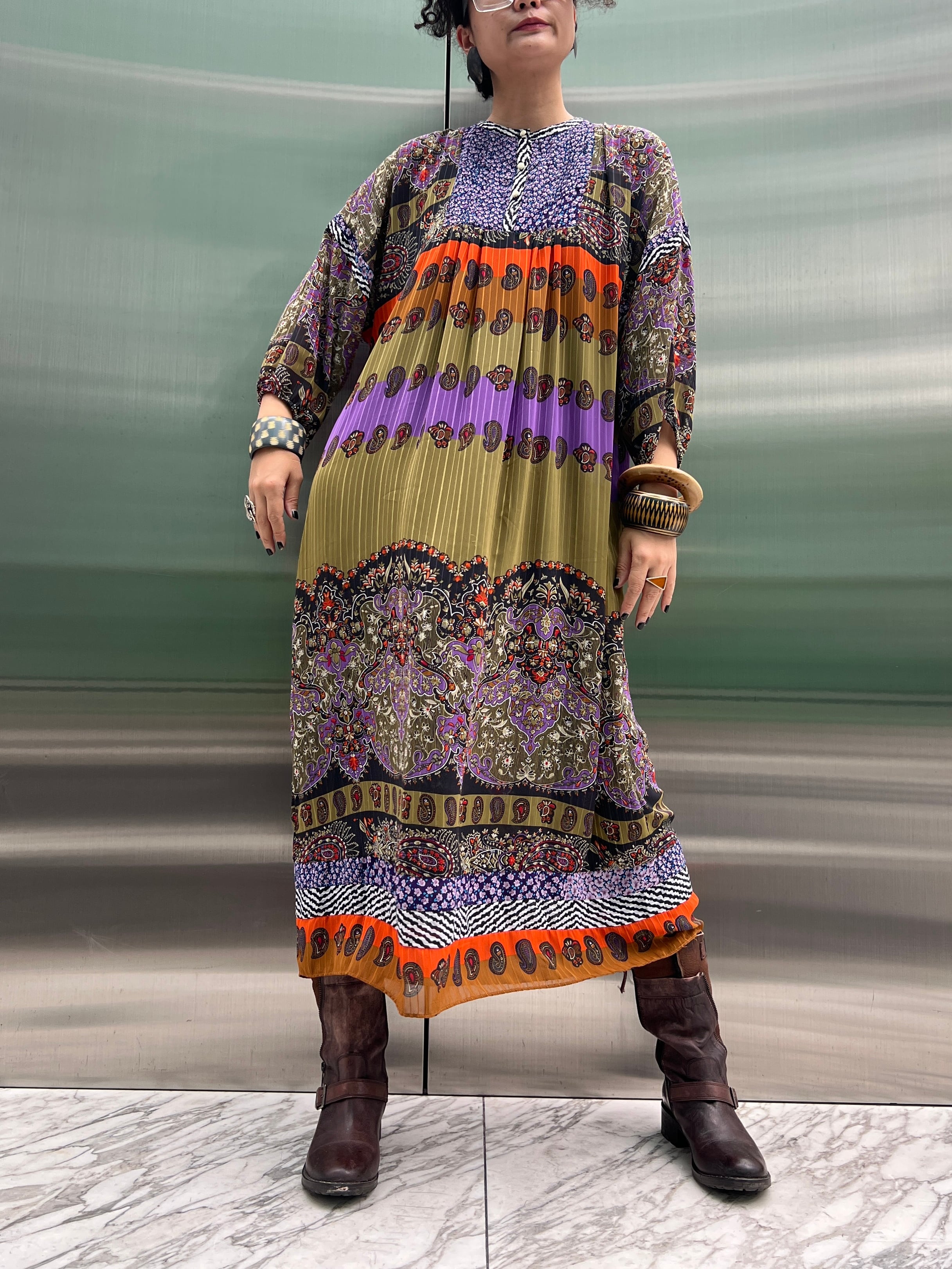 ★Rare★ 70s DF Autumn caftan dress