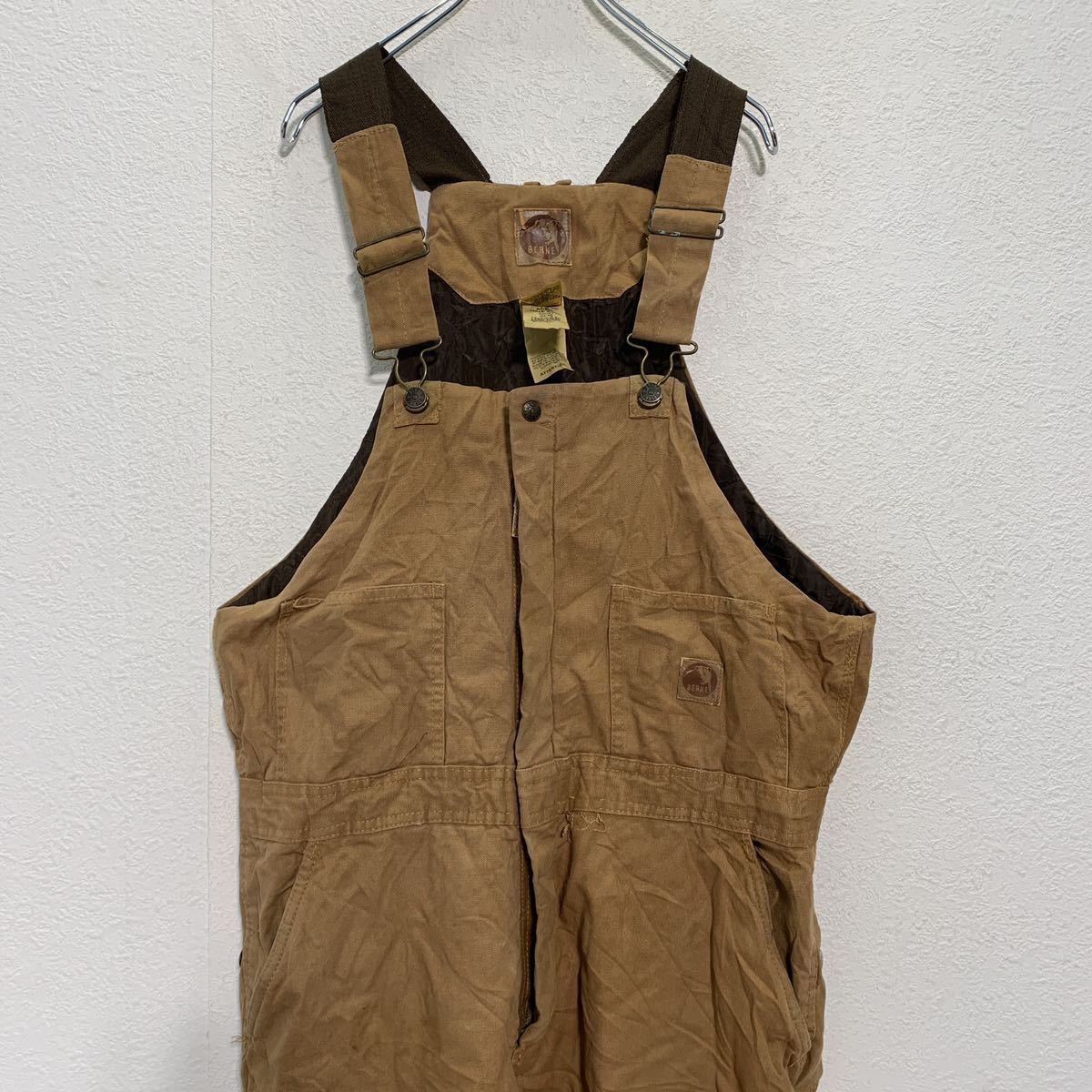 BERNE 中綿 ダック オーバーオール W40 L 44-46 ブラウン ベルン