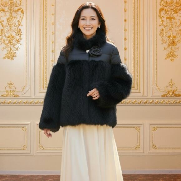 スーパービューティー ダウン コートフェイクファー 切替 2528006 ブラック 2025年秋冬 オーラボー Super Beauty 大人かわいい服 大人スタイル キレイメ レディース アパレル 女性 M L LL 30代 40代 50代 60代