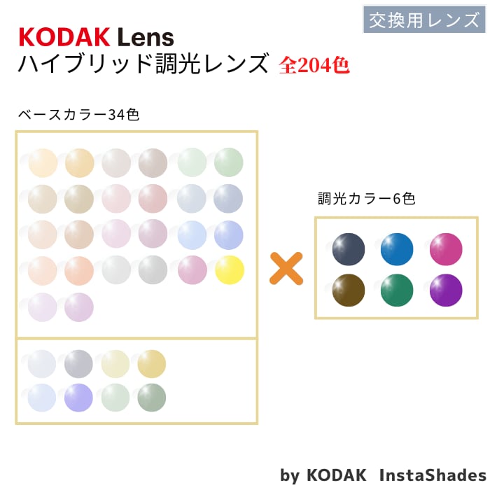 自由調光カラーKODAK ハイブリッド調光レンズ InstaShades