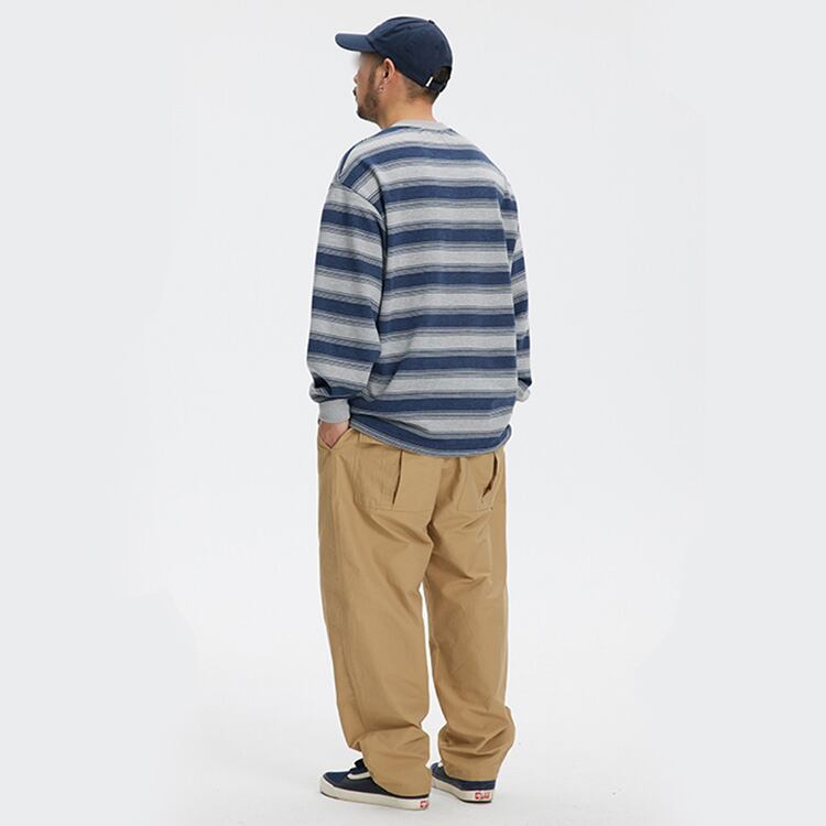 ★STRIPED LONG SLEEVE ROUND NECK T-SHIRT　　　A0424