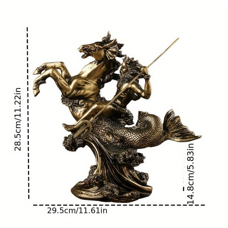 ポセイドン像 オブジェ 彫像 ヴィンテージ調 ブロンズ 海神 ギリシャ