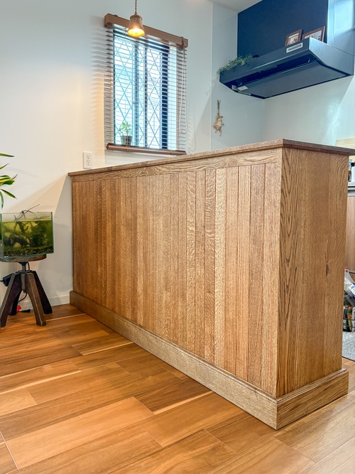 ホワイトオークキッチンカウンター　（両面化粧カウンター・オープンシェルフ）W1800　オーダーメイド家具