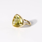 【10号】グリーンゴールドレモンクォーツ リング（グラン）