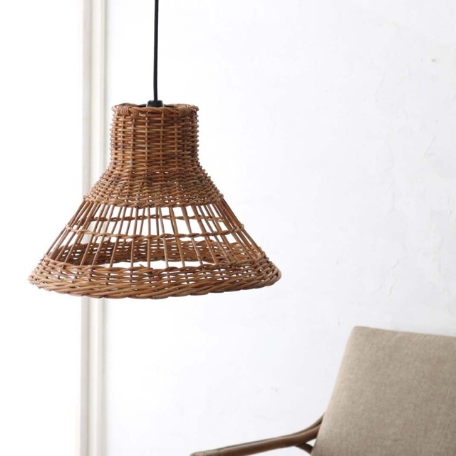 [直径45cm] ラタン ランプシェード フレア型 天然素材 照明器具 北欧風 和モダン ジャパンディ おしゃれ 吊り下げ照明 ダイニング リビング