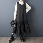 プリーツ 切替 ノースリーブワンピース  00183