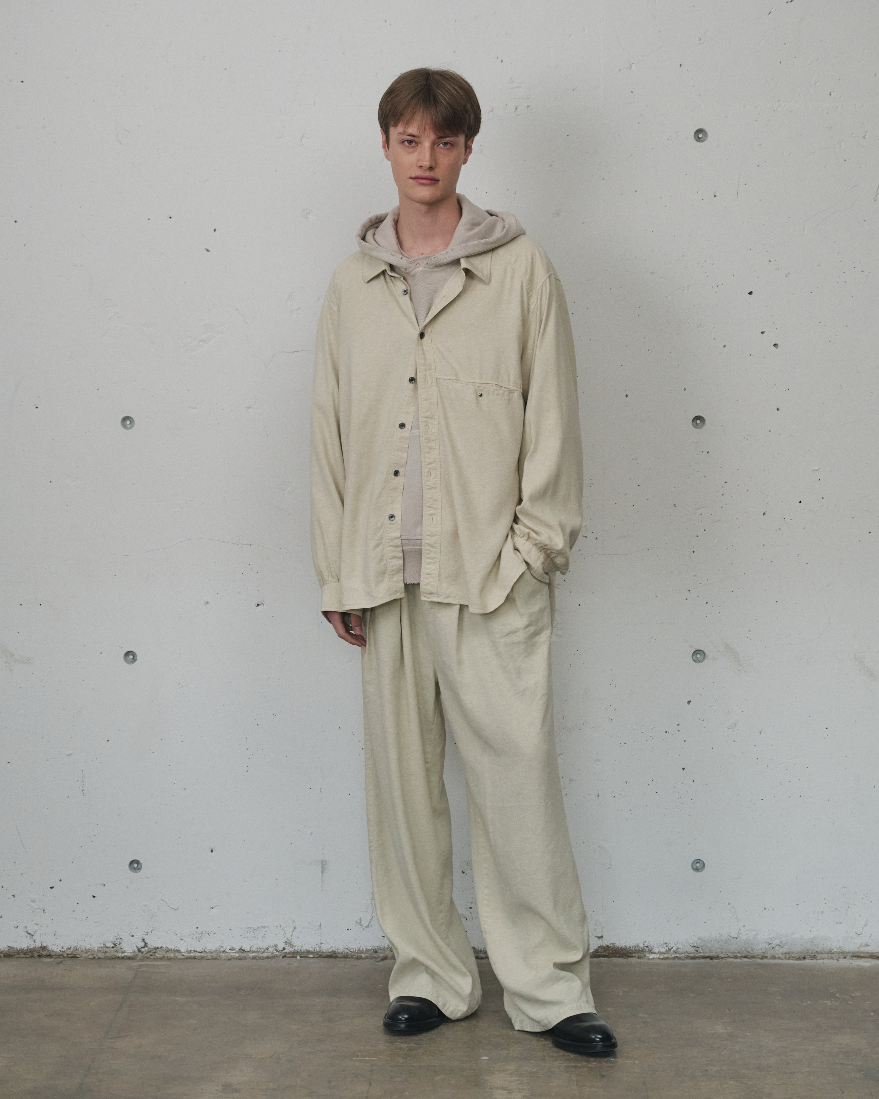 ancellm L/S NEP BOXY SHIRT(BLACK) size2 SILK NEP LONG SHIRT(BLACK