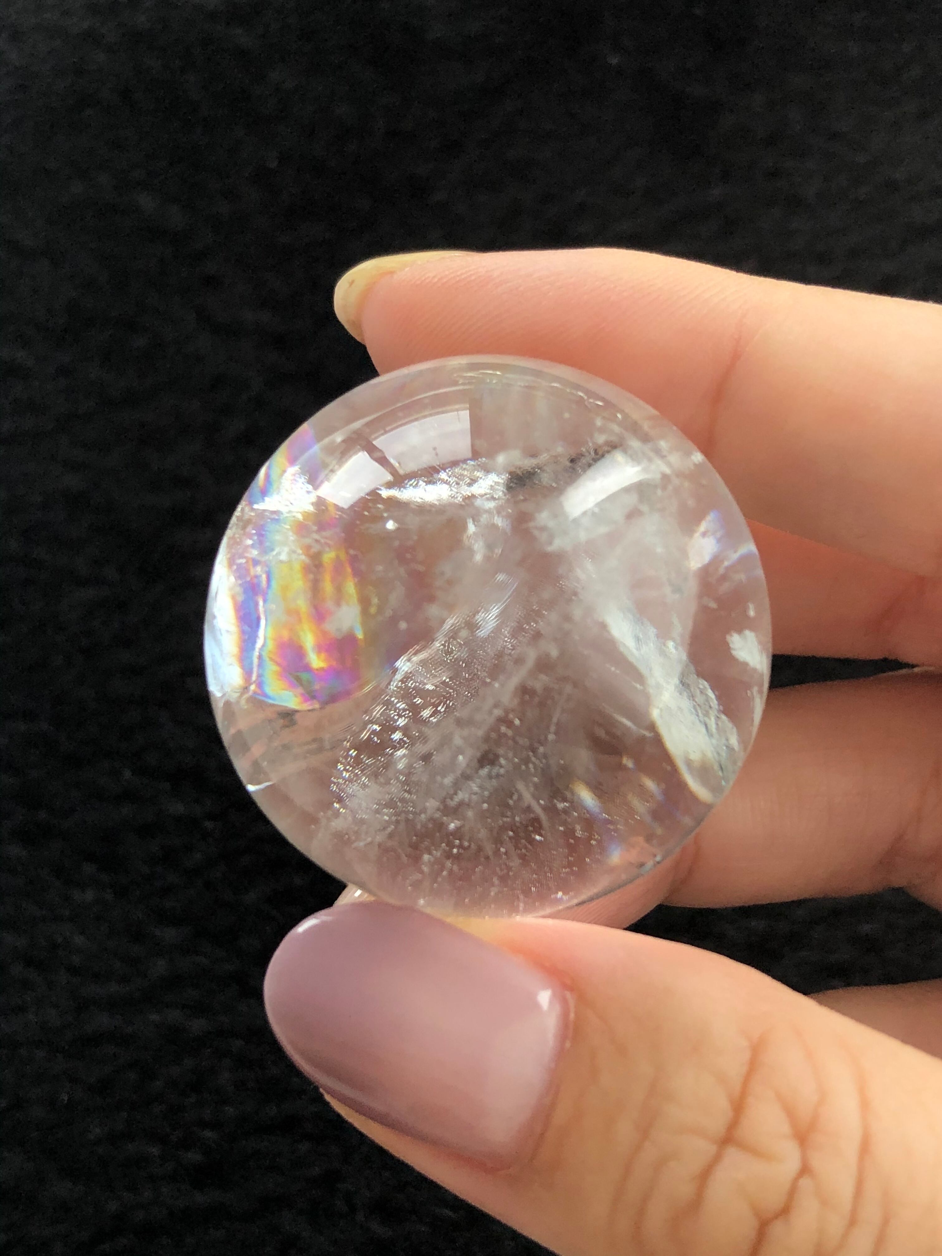 幸運を呼ぶ！虹入り水晶の丸玉 ②35mm 水晶 虹入りの通販