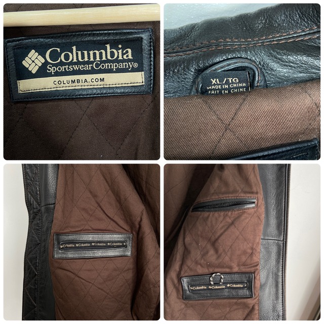 『送料無料』美品 Columbia コロンビア レザージャケット シボ革 XL