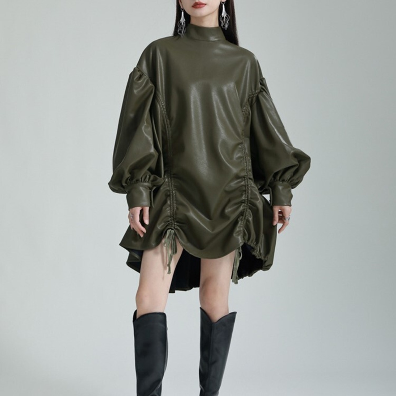 Leather Drawstring Dress / レザー ドローストリング ワンピース