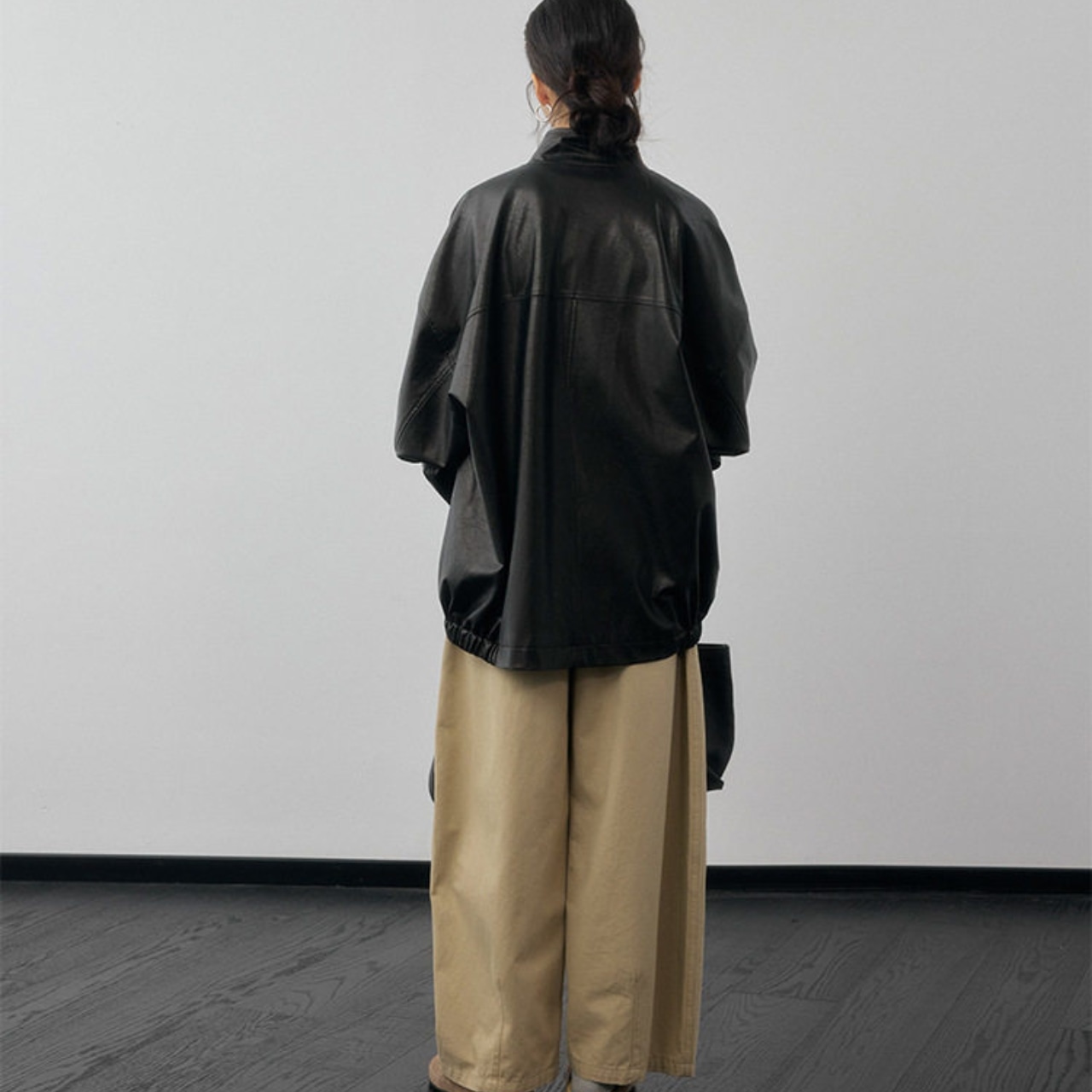 Oversized Leather Jacket T4267