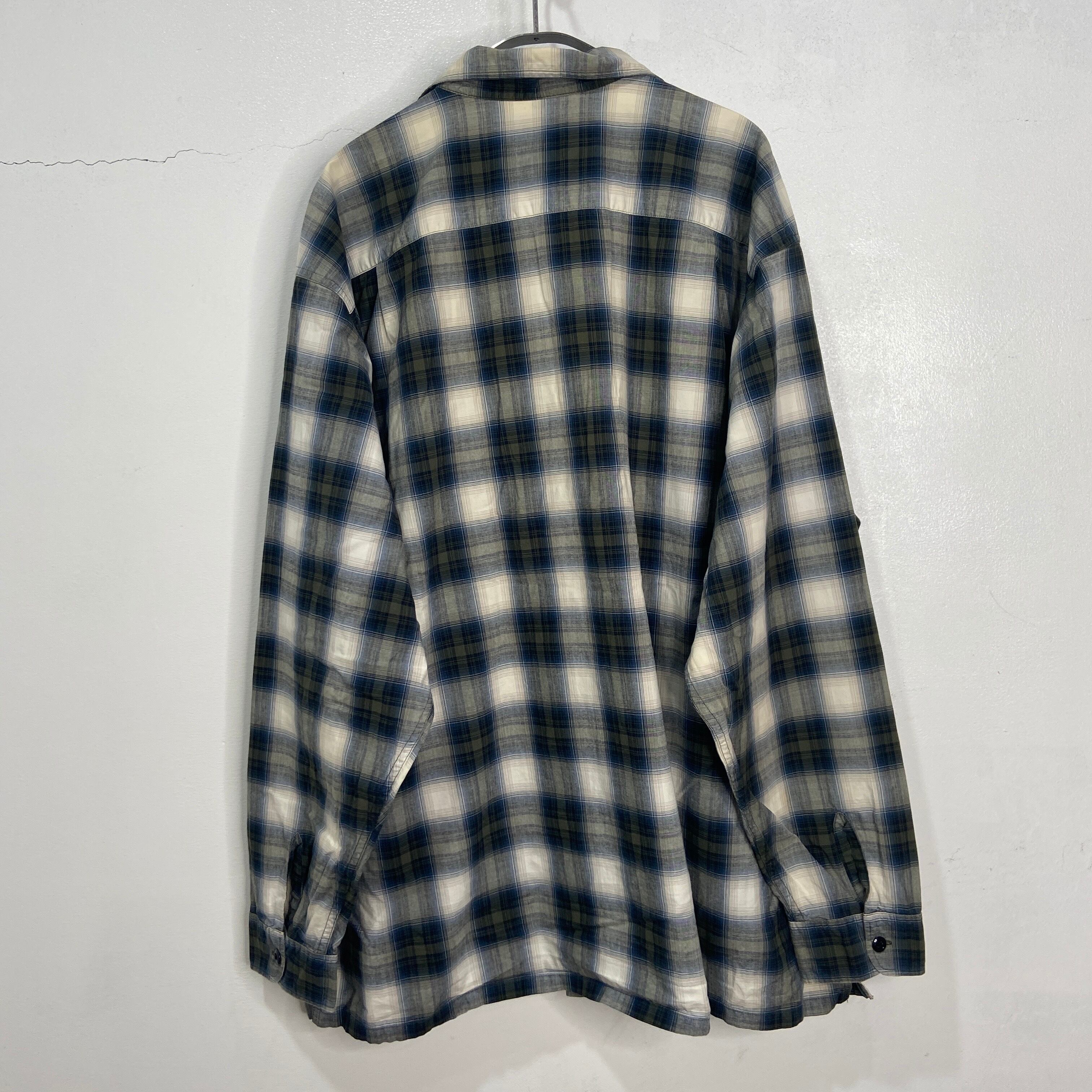 stussy 80s 黒タグ オンブレチェックオープンカラーシャツ やむなく 
