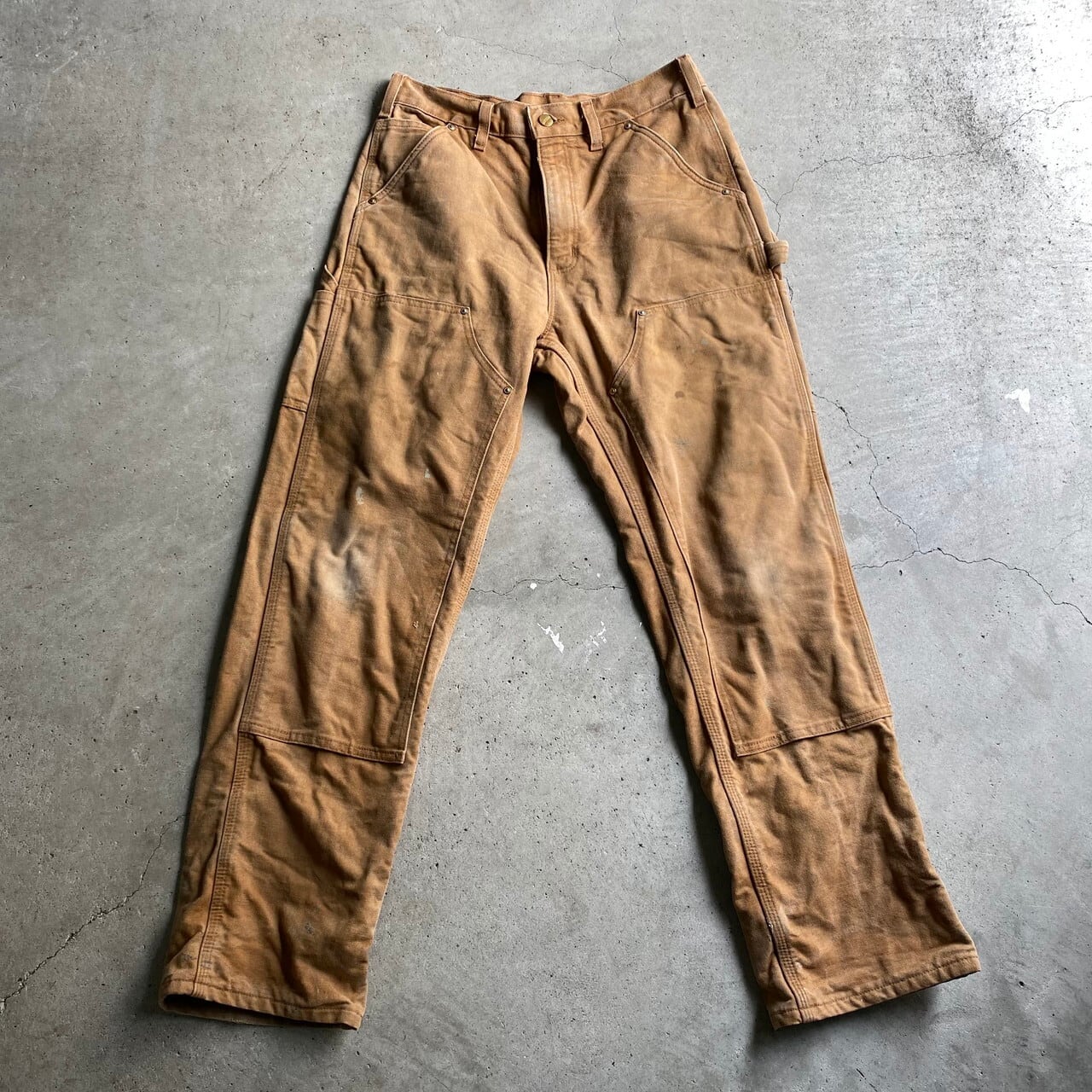 メキシコ製 Carhartt カーハート ダック地 ダブルニー ワークパンツ メンズW30 古着 ペインターパンツ キャメルブラウン 茶色  ダンガリーフィット【ロングパンツ】【SA2204】 | cave 古着屋【公式】古着通販サイト