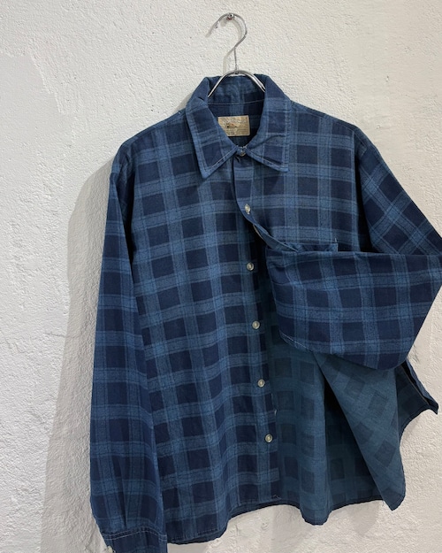 70s NORTHWAY Print Flannel L/S Plaid Shirt USA製