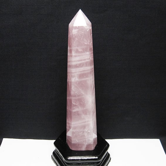 ローズクォーツ ポイント 六角柱 台座付属 一点物 152-2591