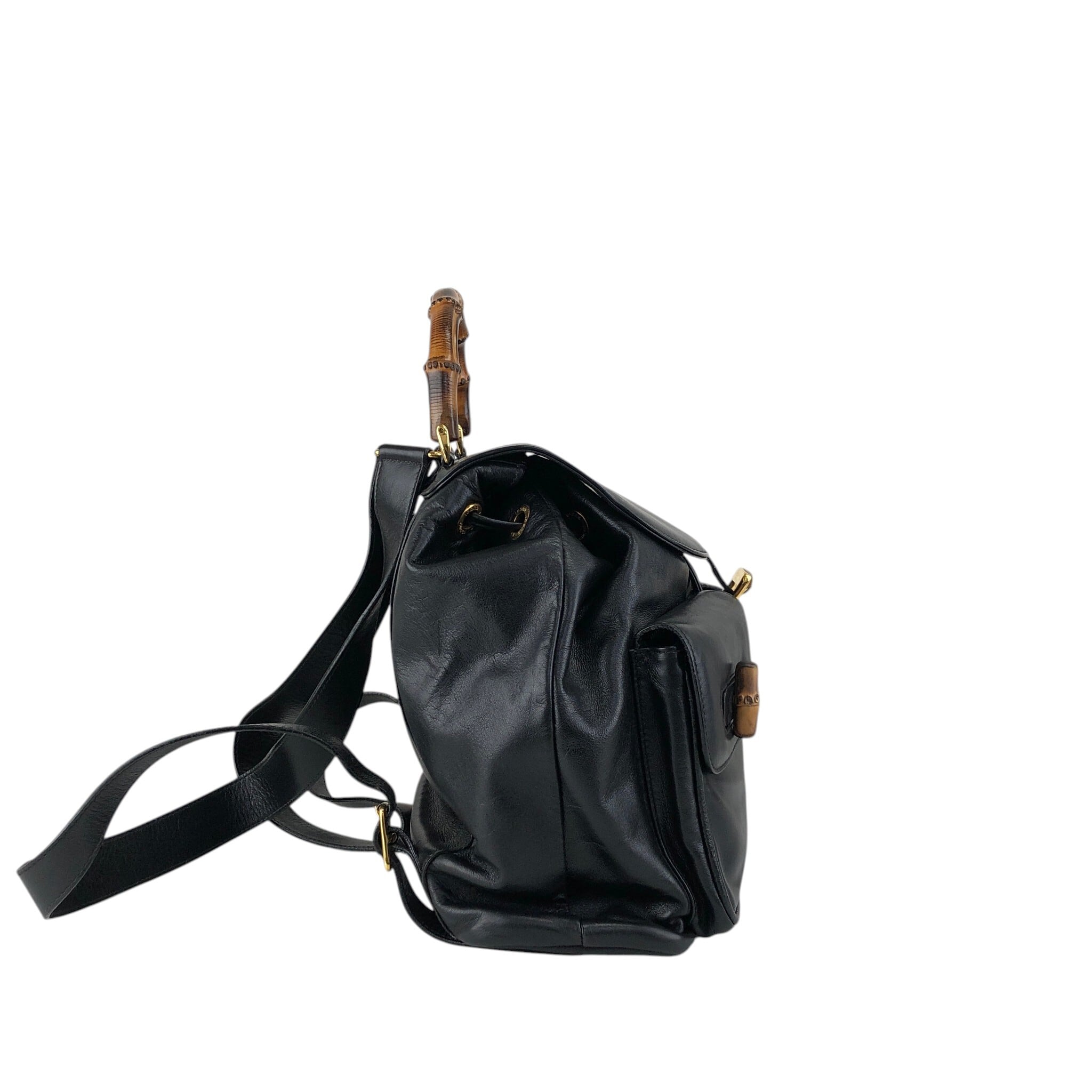 GUCCI グッチ バックパック ブラック バンブー レザー リュック