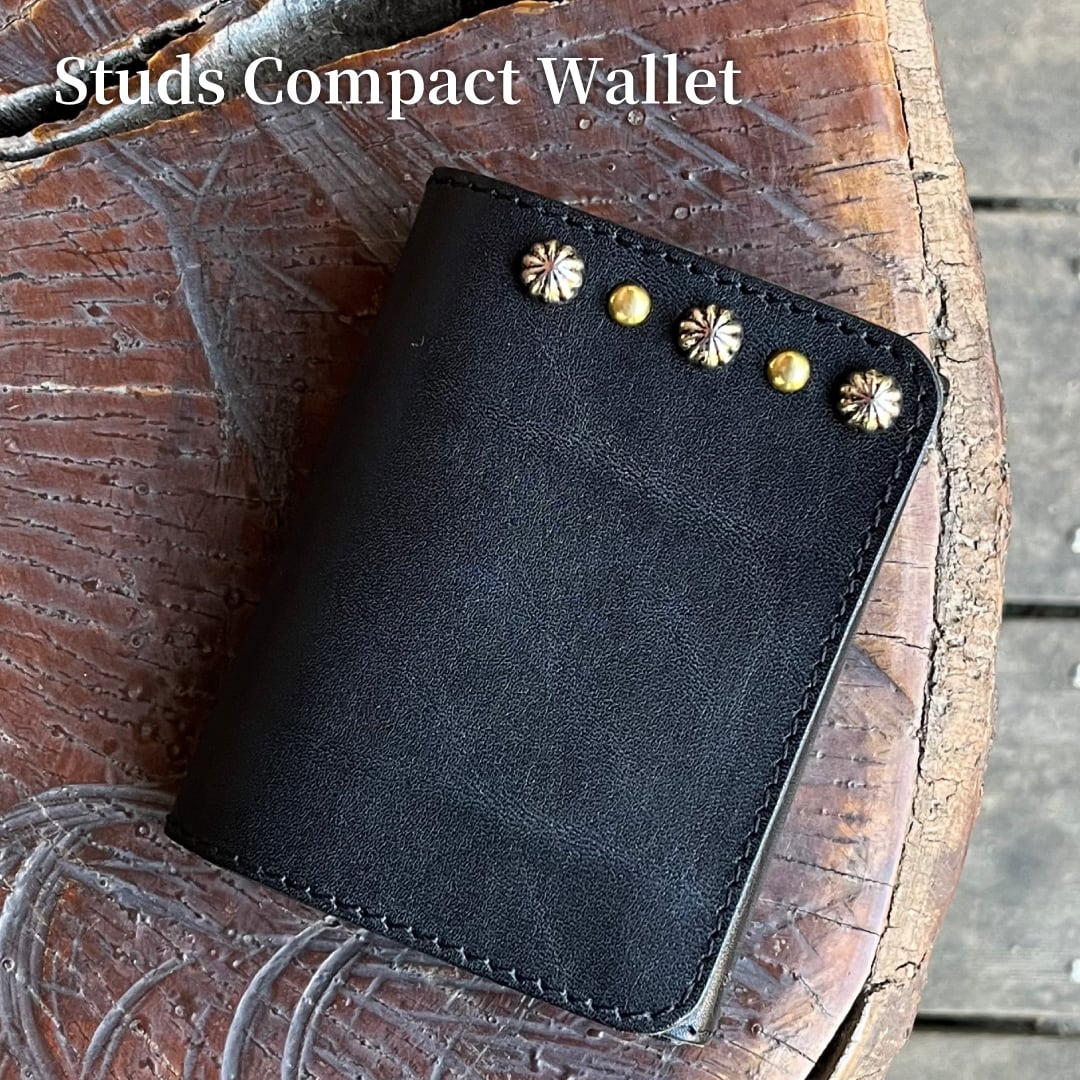 ロングウォレット ビルフォールド ヌメ革 フラワースタッズ 日本製