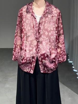 see-through flower shirt / red