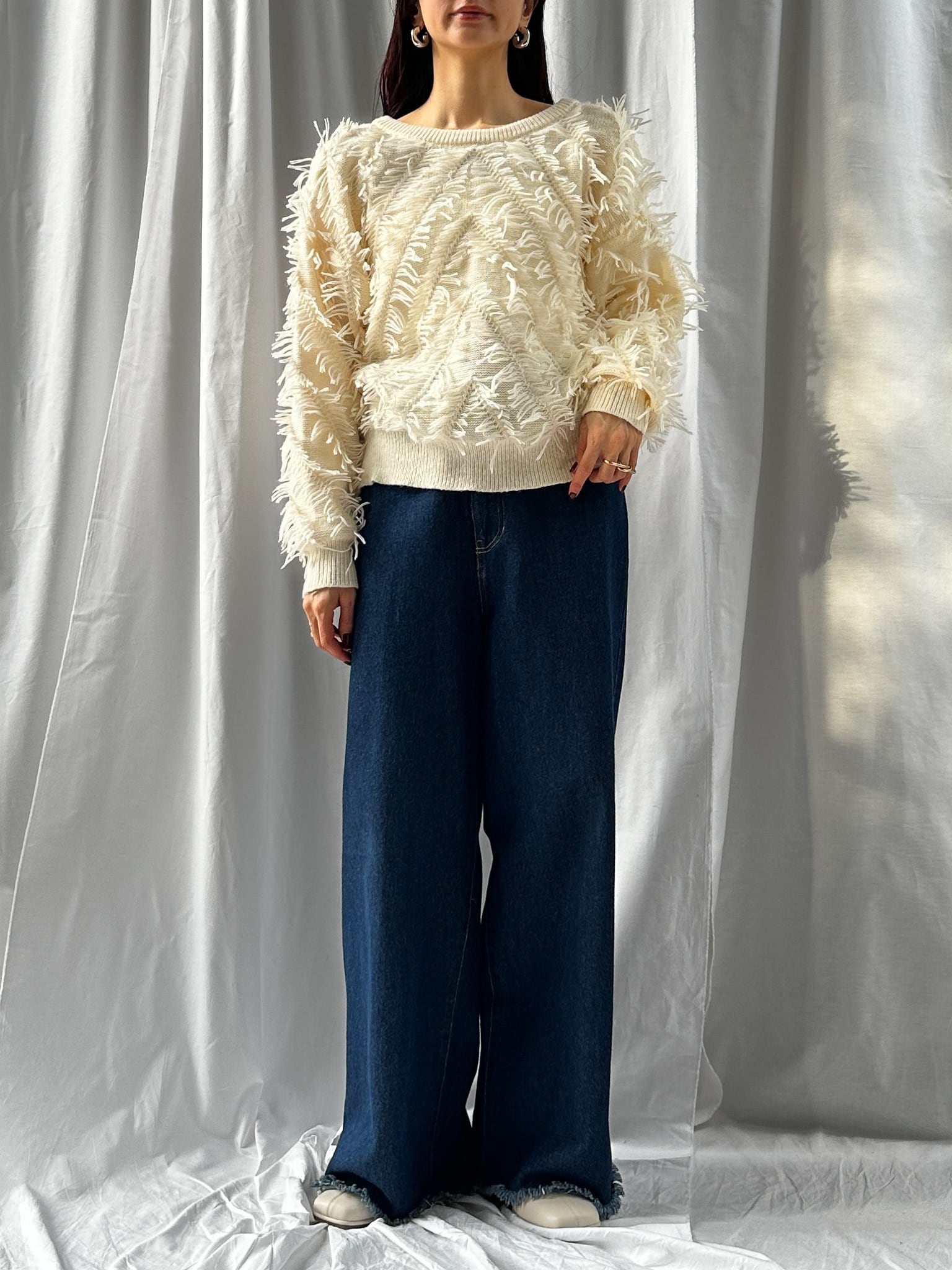 2WAY SHAGGY KNIT TOP(ﾂｰｳｪｲｼｬｷﾞｰﾆｯﾄﾄｯﾌﾟｽ）【5541102】select by Bab