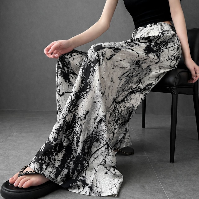 マーブルニュアンスワイドパンツ　0578