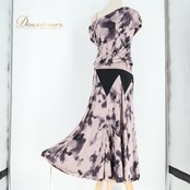 社交ダンス 衣装 Chacott チャコット ツーピース スタンダード ブラック系 ピンク系 パープル系 黒 ピンク 紫 模様 レッスン 練習着 パーティ 発表会 軽い 伸縮 ストレッチ 半袖 上品