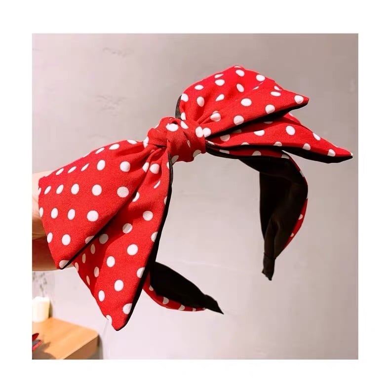 BABY 2つリボンカチューシャ　えんじ　赤　ドット　水玉 2カラー】カチューシャ リボン ドット 水玉 | LOVEYsmileSHOP