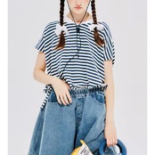 ネイビー×ホワイトボーダー セーラーカラープルオーバー i0335