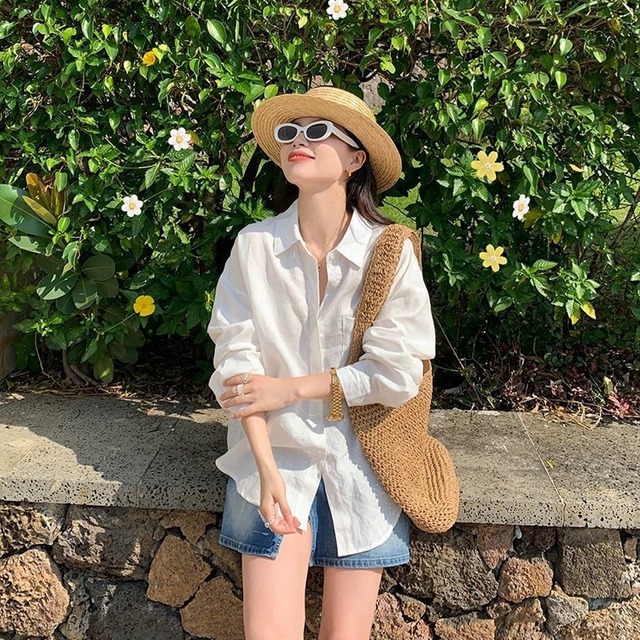 【シャツ】 シャツ レディース 大人 可愛い トップス シャツ ブラウス 韓国 ブラウス 春 夏 秋 冬 20代 30代 40代 シンプル オフィス レディース フォーマル 体型カバー きれいめ ホワイト 白 S M L XL