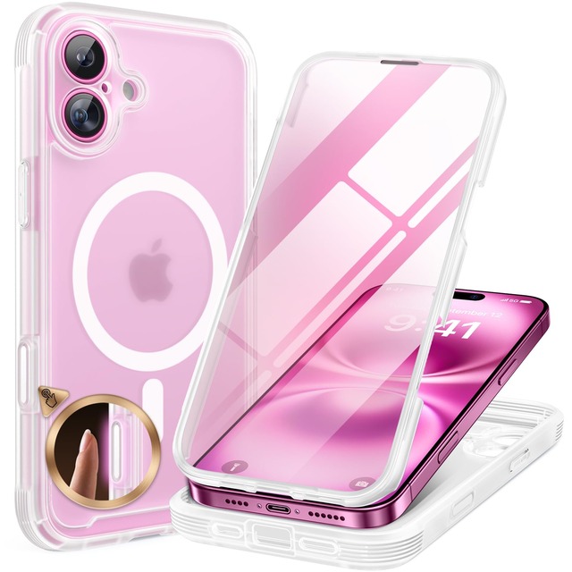 Miracase iPhone16 用 ケース 9H 強化ガラス いPhone16 用 カバー 全身バンパー保護ケース MagSafe対応