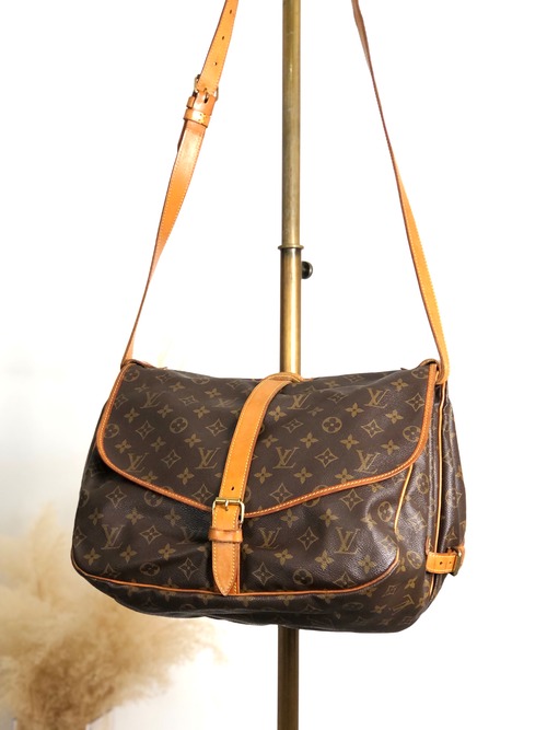 LOUIS VUITTON ルイヴィトン モノグラム ショルダーバッグ ブラウン PVC レザー ソミュール 35 M42254 vintage ヴィンテージ オールド j4a4v6