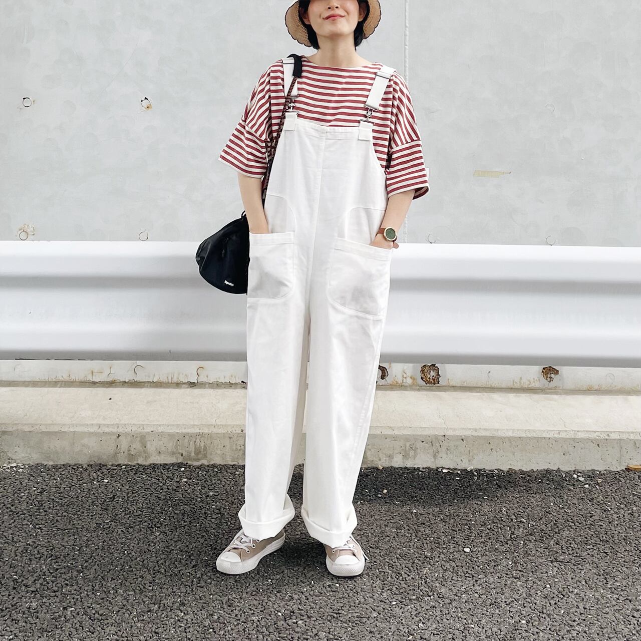 Switched pocket overalls (off-white)