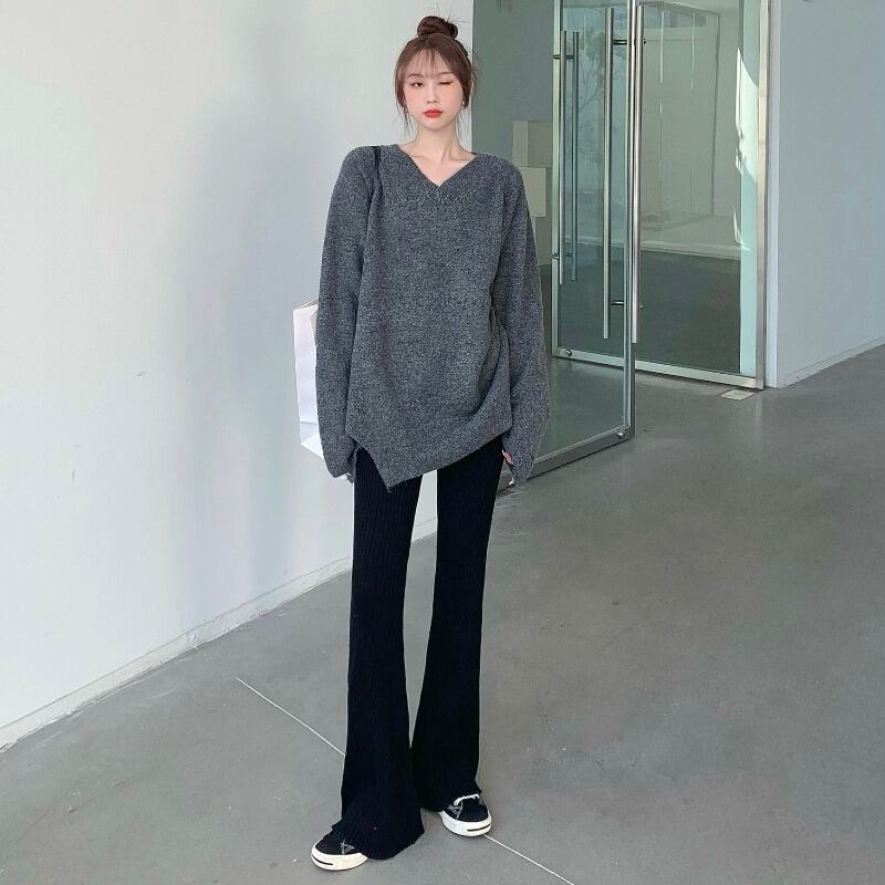 オータムウィンタールーズセーター ハイウェストウェストスリム レッド 秋物 冬物 YY-ファッション19609860847