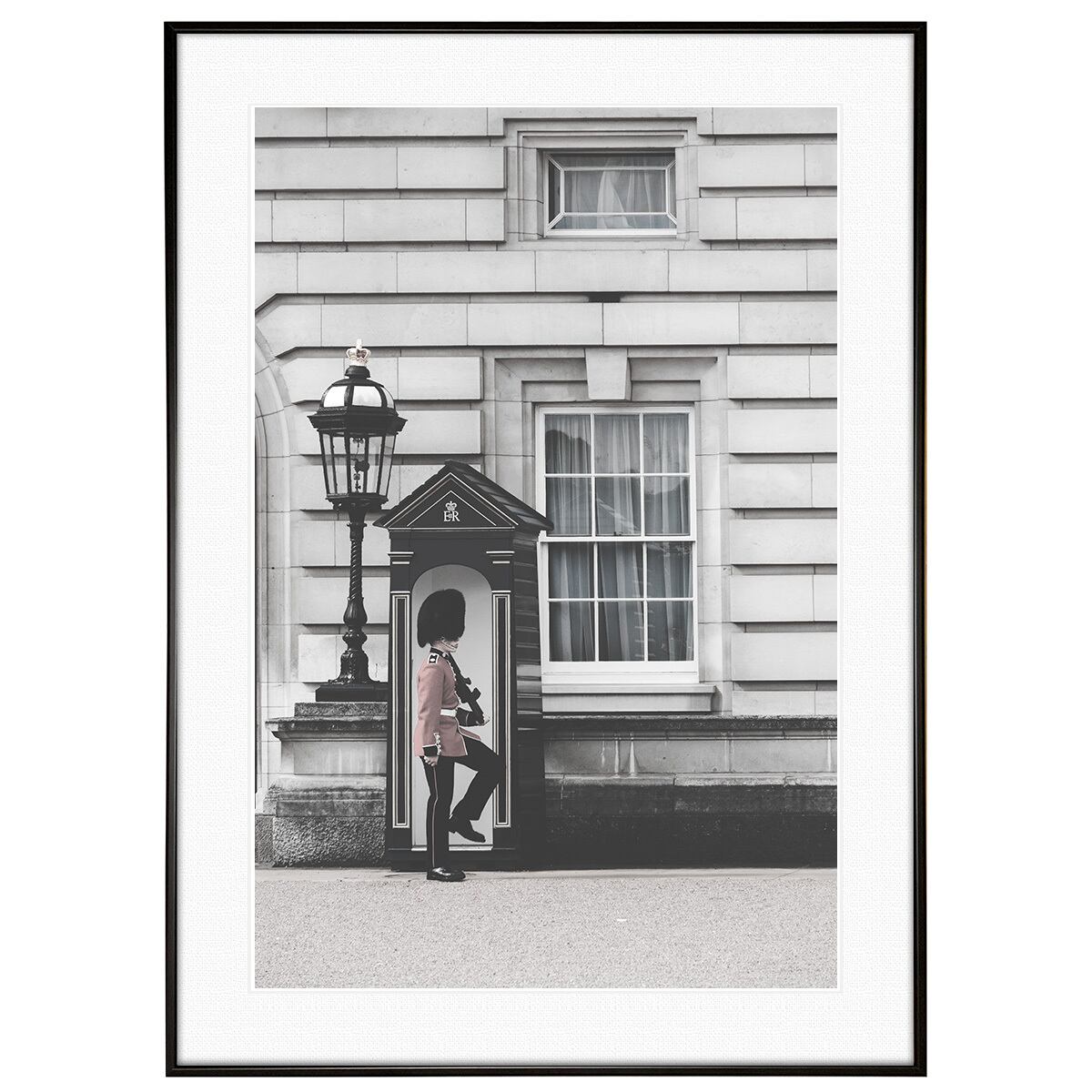 イギリス写真 ロンドン バッキンガム宮殿 インテリア モノクロアートポスター額装 AS0740