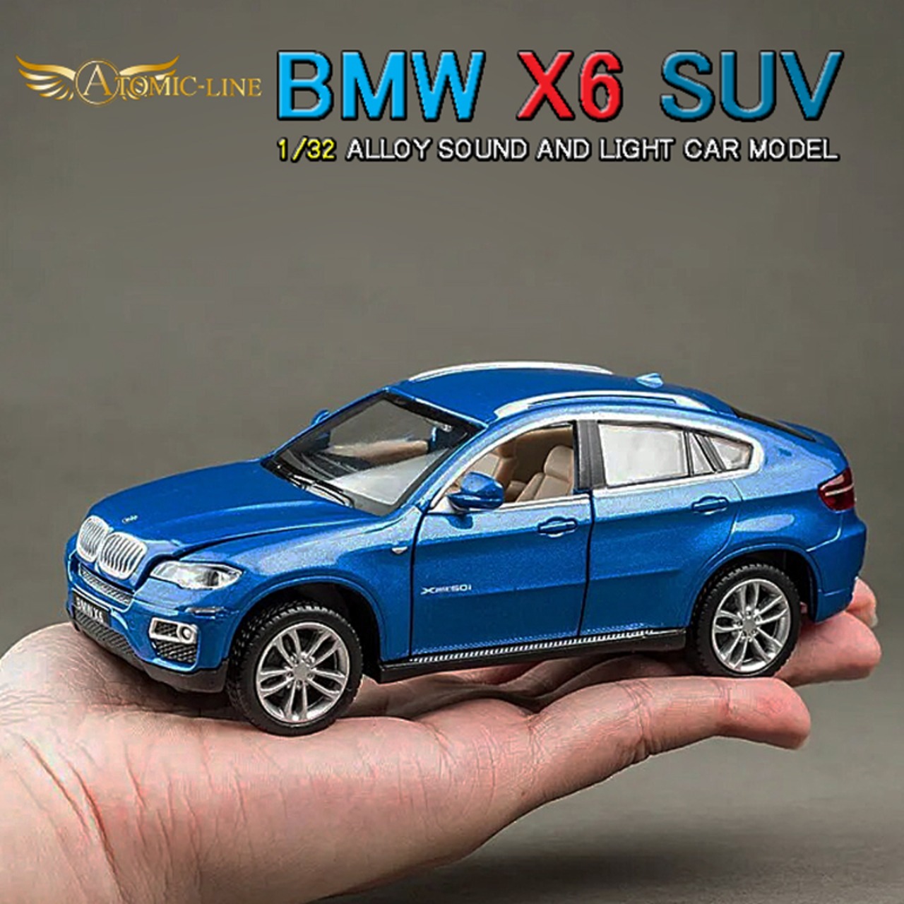 BMW X6 ミニカー 1/32 全4色 ライト点灯 エンジンサウンド 合金モデル 模型 ジオラマ
