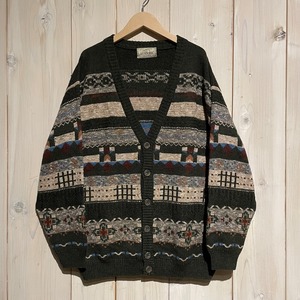 【a.k.a.C.a.k.a vintage】Multicolored Ethnic Pattern Vintage Loose Knit Cardigan