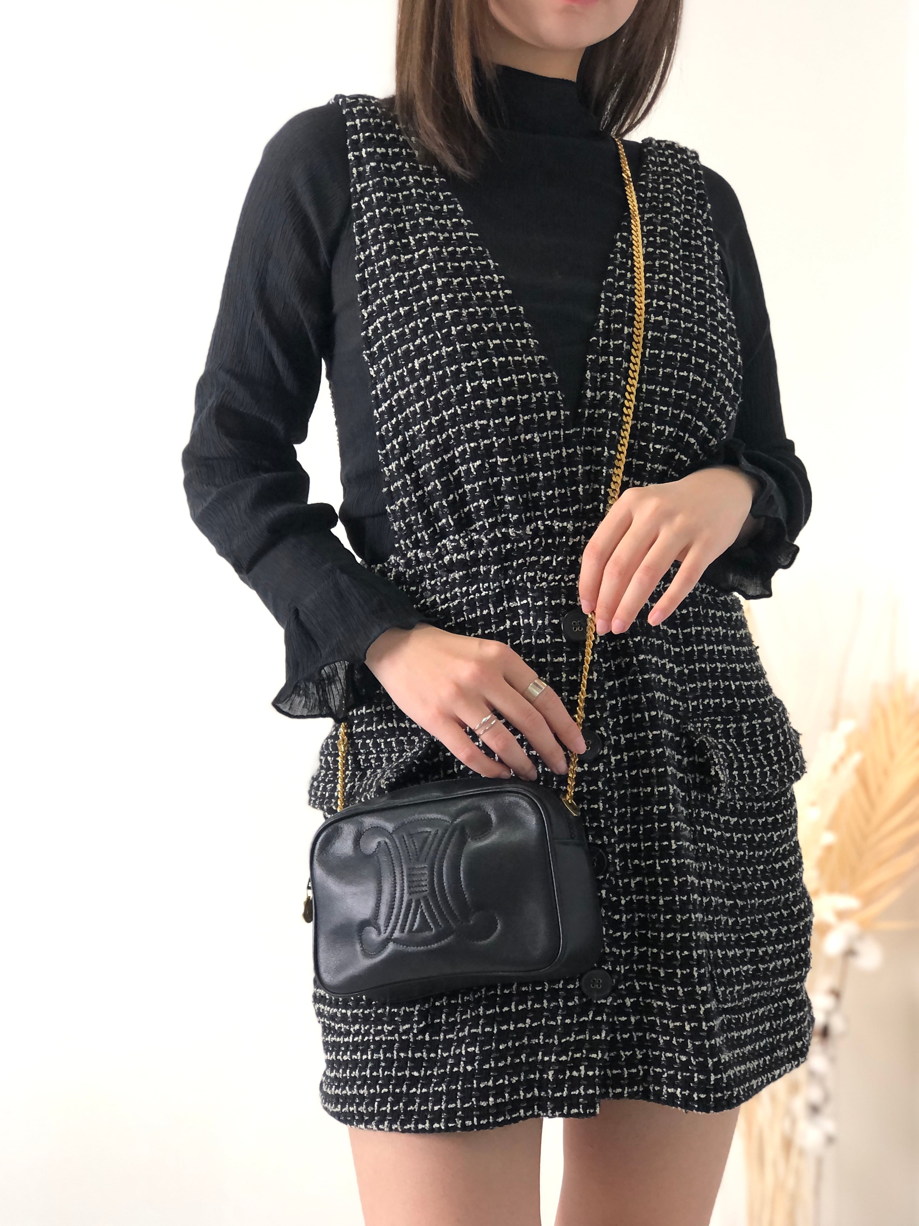 CELINE セリーヌ トリオンフ レザー チェーン ショルダーバッグ CELINE セリーヌ トリオンフ レザー チェーン ショルダーバッグ