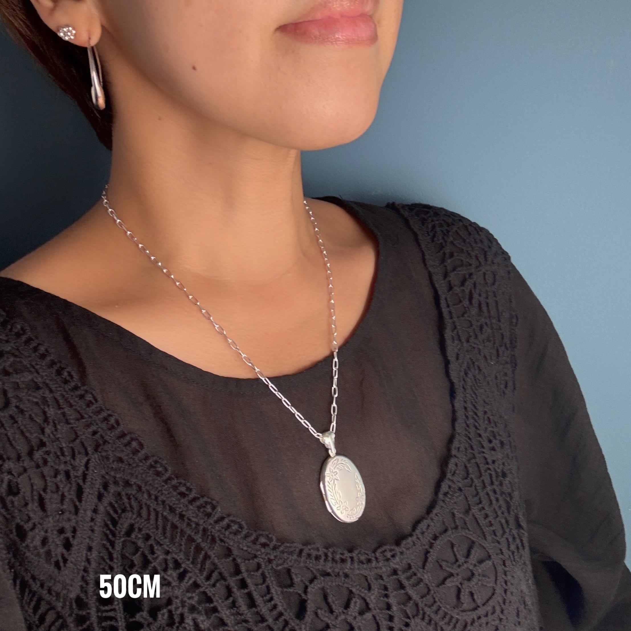 BIG フラワー オーバル ロケット ペンダント （チェーンオプション