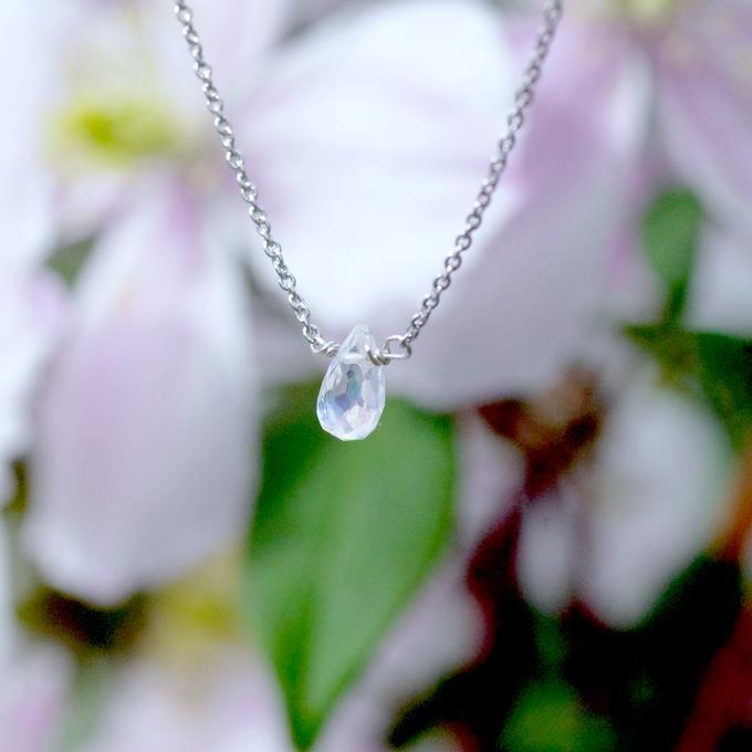 【SV925】✦RainDropRainbow✦.·一粒の虹の雫レインボームーンストーンネックレス.·✦