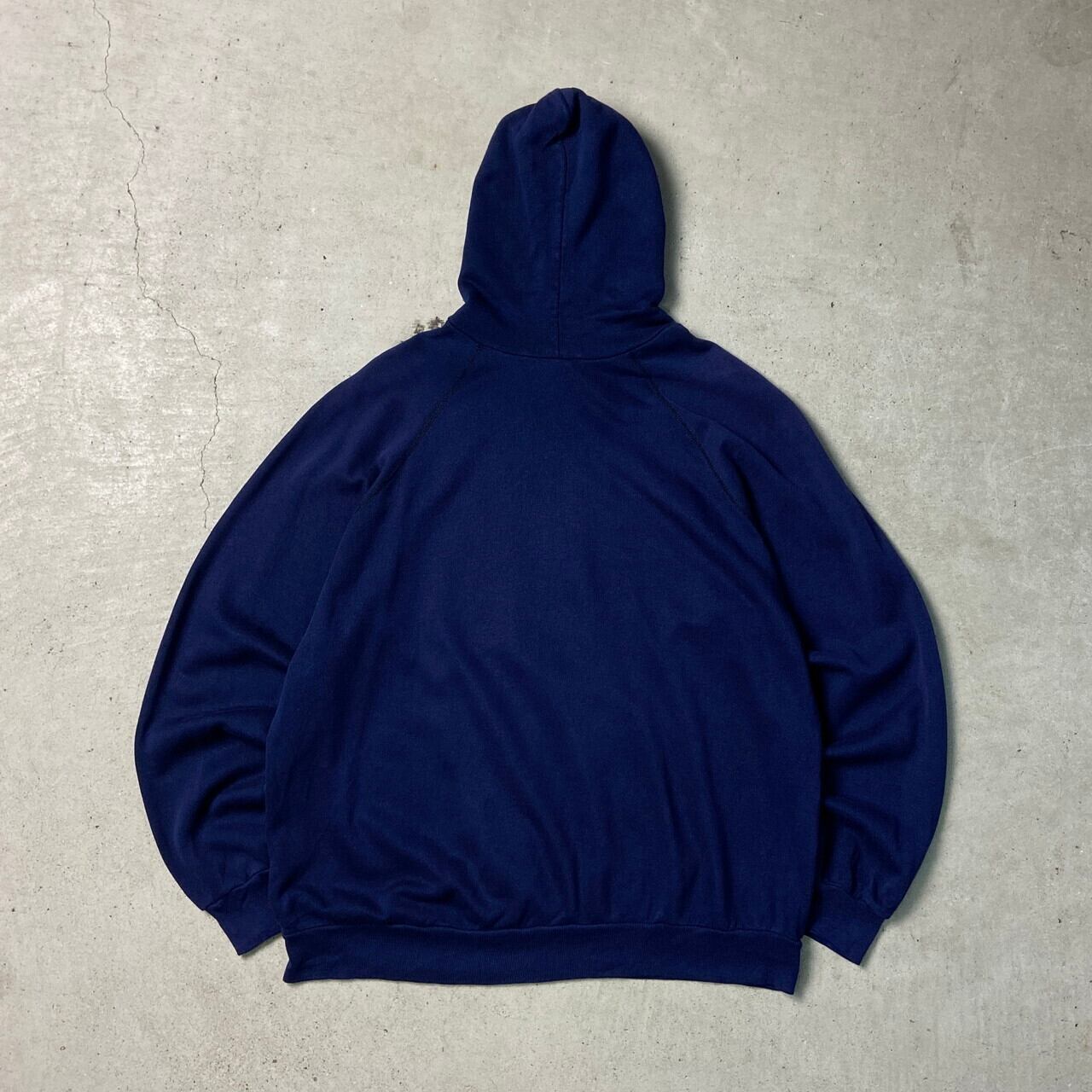希少短丈 USA製 80s TULTEX フルジップパーカー ネイビーXL 80~90年代 Ultra-Fleece TULTEX スウェットパーカー 無地 ラグラン