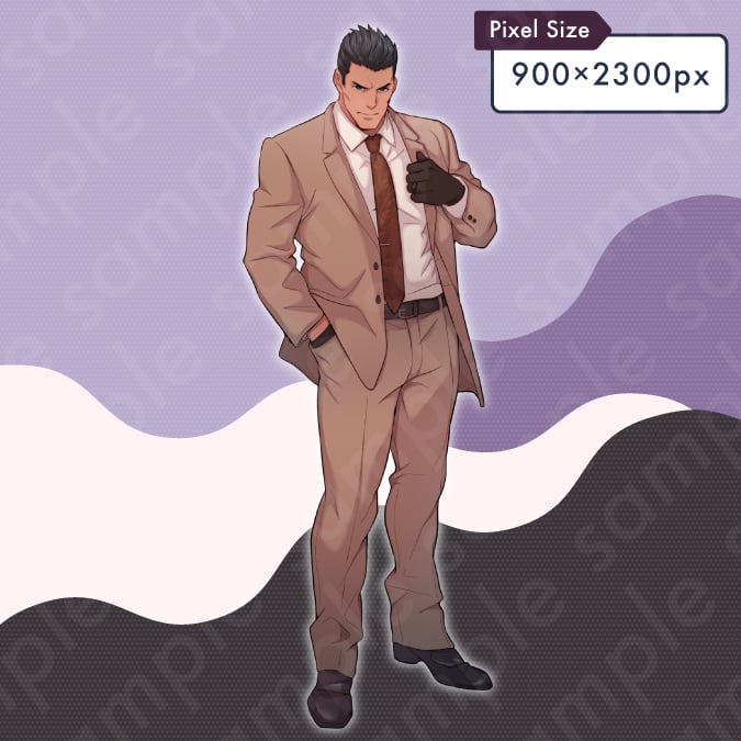 立ち絵素材】スーツ姿の悪役風50代男性モブキャライラスト・現代