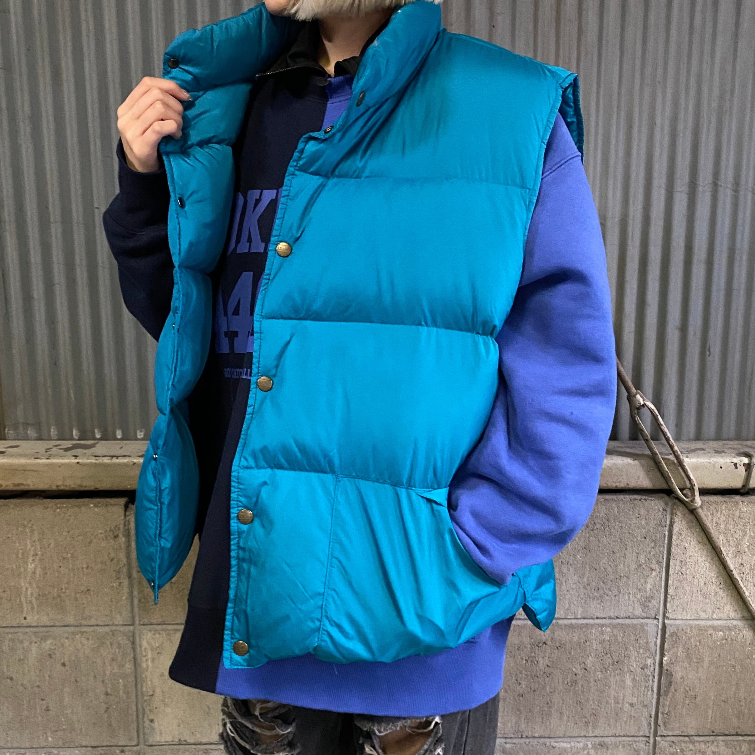 80年代 L.L.Bean エルエルビーン グースダウンベスト メンズXL 古着 青 