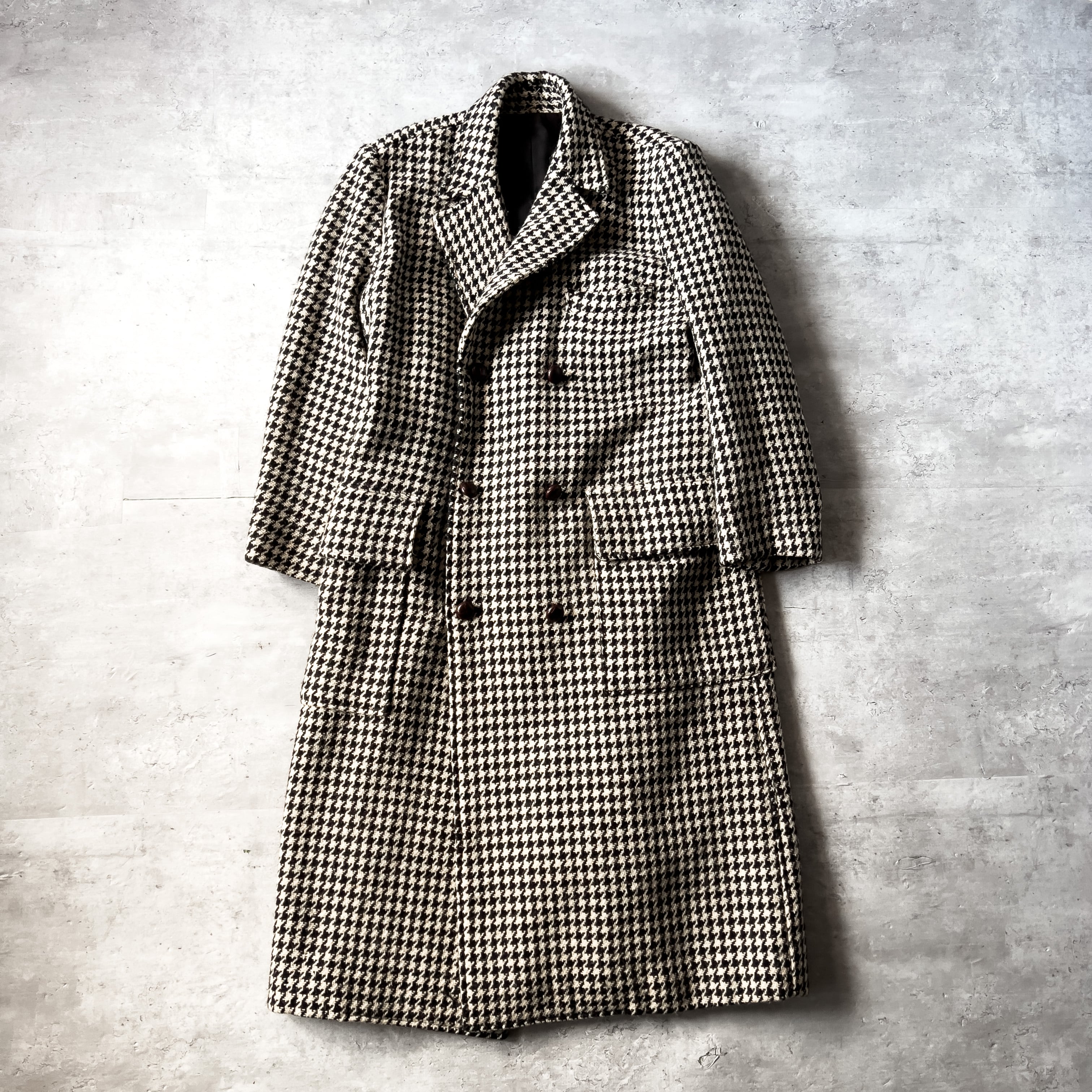 80s “I.S. ISSEY MIYAKE” houndstooth pattern wool double-breasted