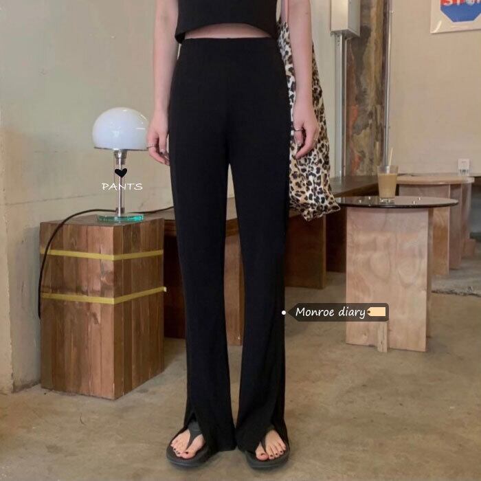 サマー薄手ハイウェストウェストルーズパンツ 夏物 モンロー76974868159