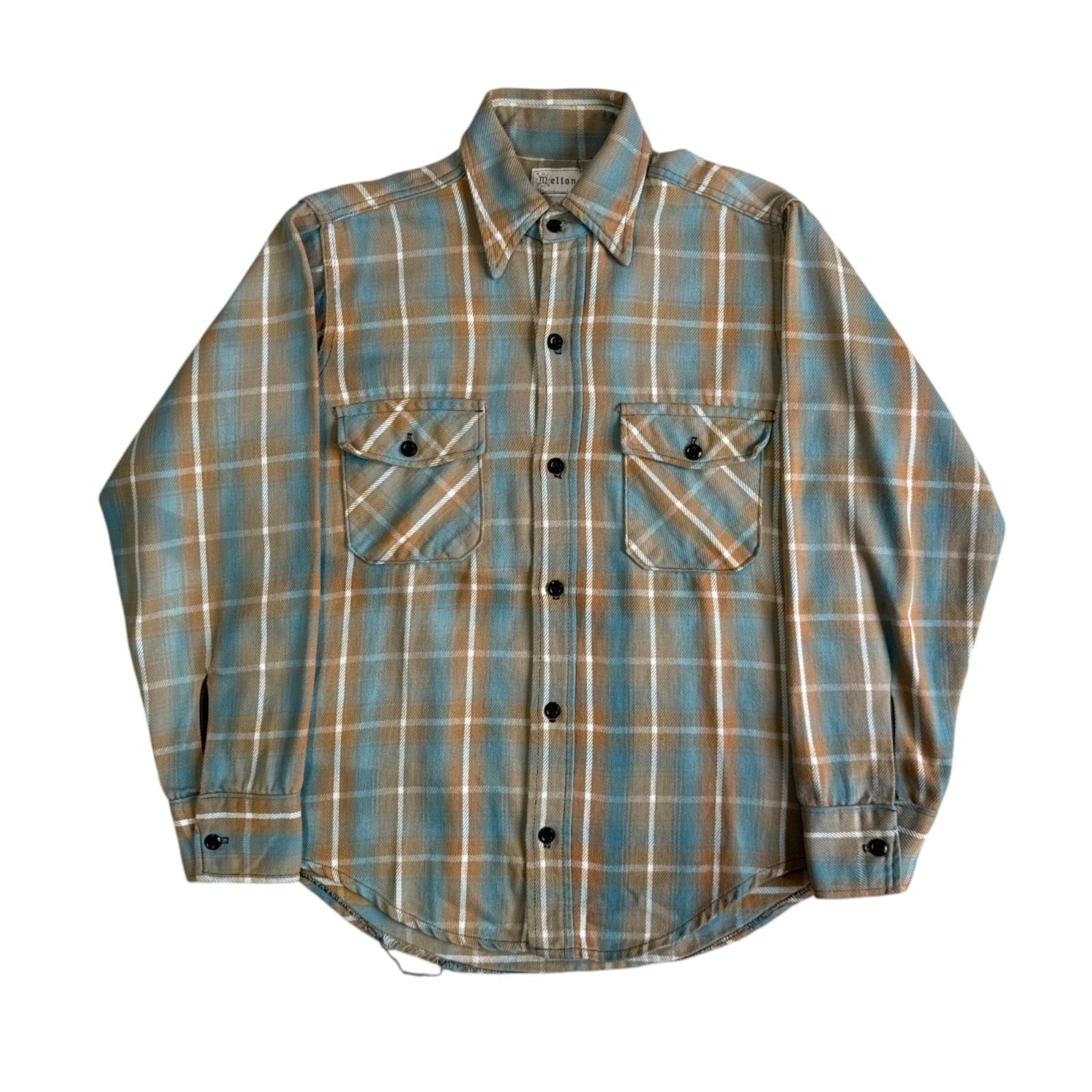 90s Gander Mountain ヘビーネルシャツ 青 黒 白 ブロックチェック M