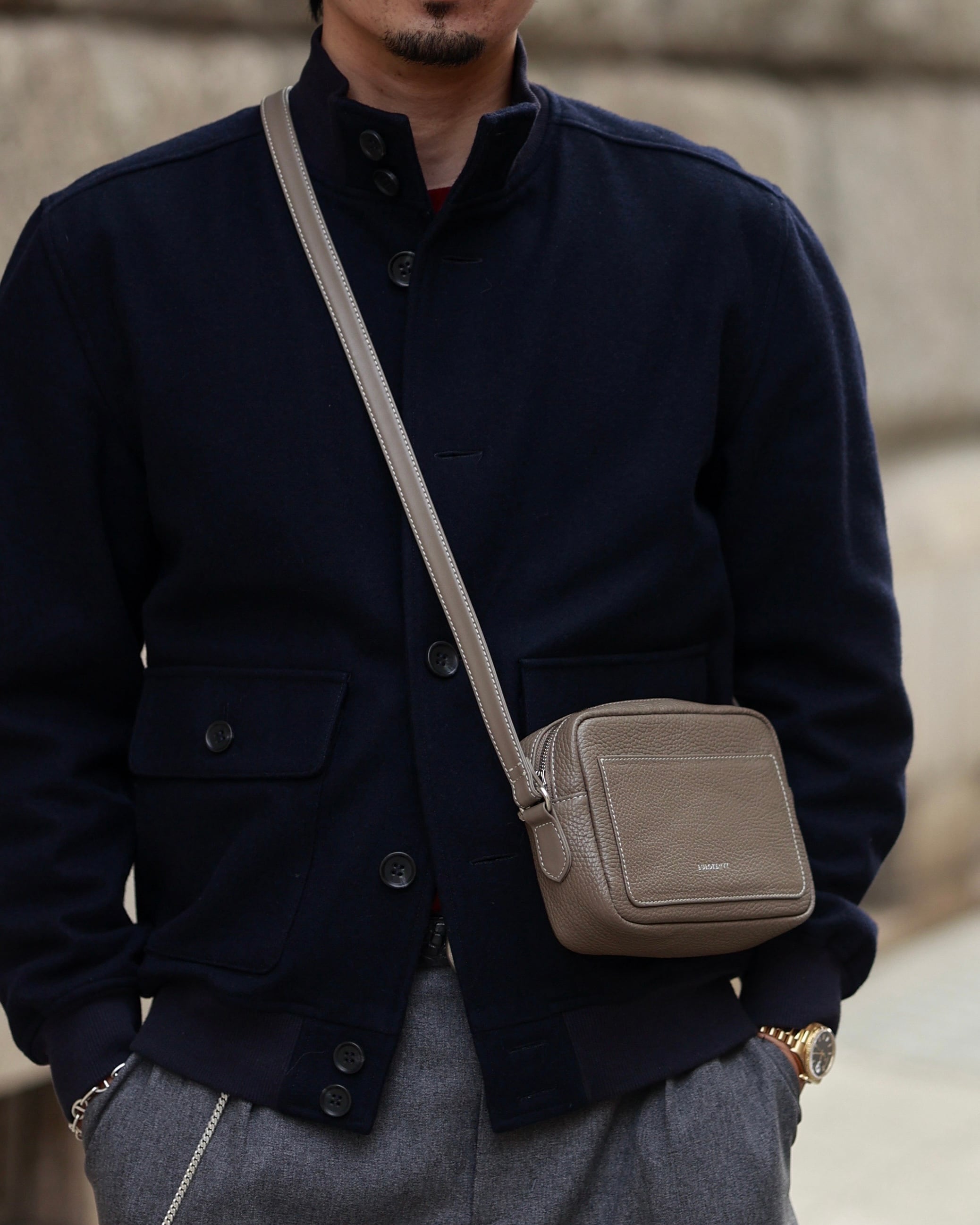 Italian Emboss Leather Mini Shoulder Bag【イタリア・マストロット社